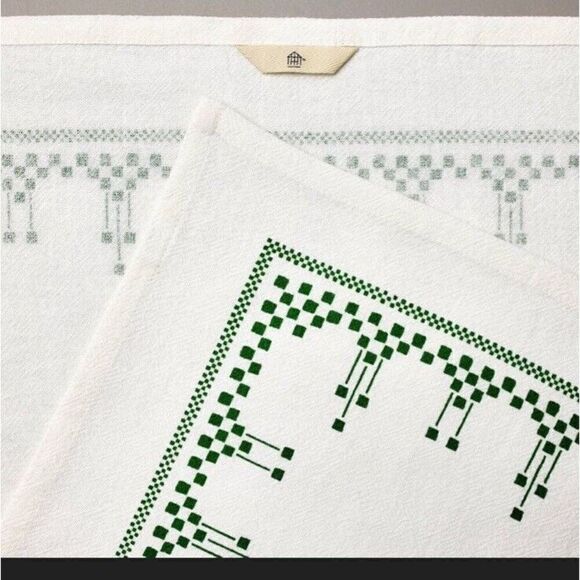 Hearth & Hand Green Geometric Border With Cream Background Kitchen Towel - Picture 3 of 6
